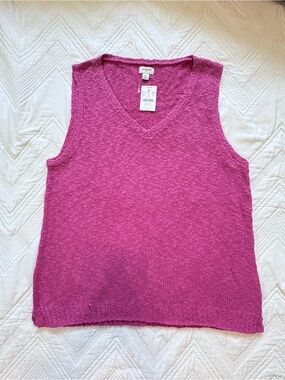 J. Crew Fuchsia V-Neck Knit Tank Top